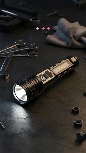 Outdoor Multifunctional LED Flashlight, Rechargeable, Adjustable Focus, Multi-Color Side Lights, COB, USB Line, Perfect for Camping, Hiking, Fishing #multifunctionbottleopener #magnetictools #lightergadget #handymanmusthave #tacticalflashlight #4in1tool #waterprooflamp #7in1chargingstation #uvflashlight #ledfoglights