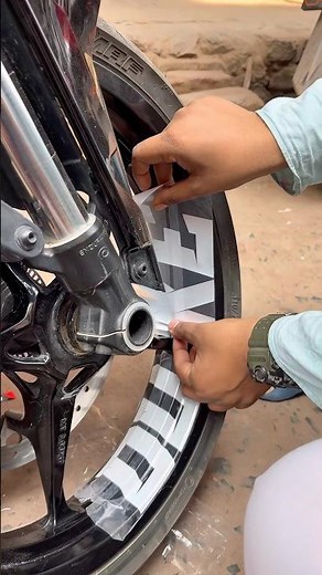Wheel sticker installation😱Ktm duke 160 #shorts