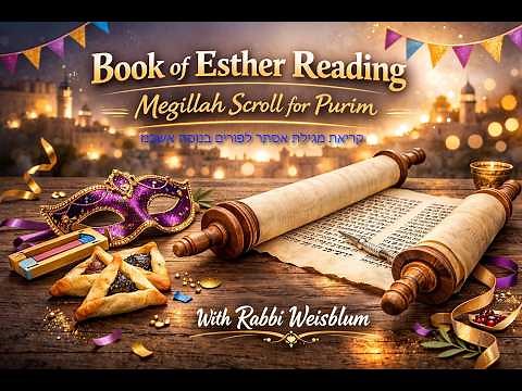 Book of Esther Reading Megillah Scroll Hebrew for Purim Weisblum קריאת מגילת אסתר לפורים בנוסח אשכנז