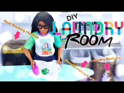 DIY - How to Make: Doll Laundry Room with REAL Working Washing Machine