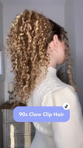 90s Claw Clip Hairstyle: Easy Updo for Curly Hair