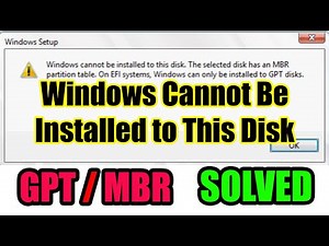 Windows Cannot Be Installed To This Disk. The Selected Disk Has an MBR Partition (Simple Solution)