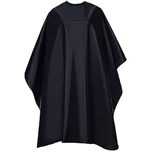 Professional Barber Cape, Salon Cape with Snap Closure for Hair Cutting, Black 59" x 51"