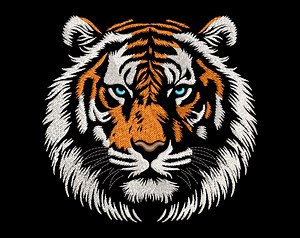 Realistic Tiger Head Embroidery Design - Lifelike Animal Face Pattern for Dark Fabrics, Perfect for Back Jackets, Raw Predator Power Emblem - Etsy