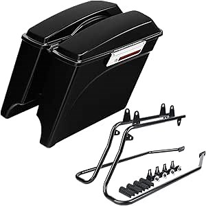 TCMT 5" Hard Stretched Extended Saddlebags with Conversion Brackets Fit For Harley Softail Heritage Deluxe Models 1984-2017 (except for Deuce Model Softail Slim models)