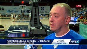 Perry High School boys basketball coach David Morris says returning to the court is "a step to normalcy" after this month's deadly school shooting. | KCCI