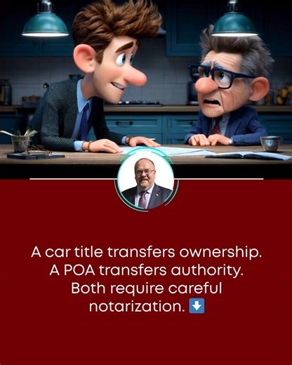A car title transfers ownership. A POA transfers authority. Both require careful notarization. ⬇️ #notarylife #notary | Dale Matthews-Ng