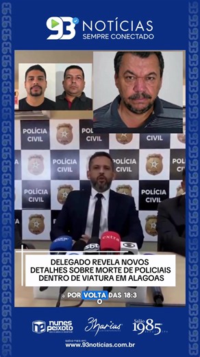 🚨⚠️ DELEGADO REVELA NOVOS DETALHES SOBRE MORTE DE POLICIAIS DENTRO DE VIATURA EM ALAGOAS Durante coletiva de imprensa realizada nesta quarta-feira (20), o delegado-geral adjunto da Polícia Civil de Alagoas, Eduardo Mero, apresentou novos detalhes sobre o caso que terminou com a morte de dois policiais civis em Delmiro Gouveia, no Sertão alagoano. 🚔 O policial civil Gildate Goes Moraes Sobrinho, de 61 anos, foi preso suspeito de matar os colegas de corporação dentro de uma viatura descaracteriz