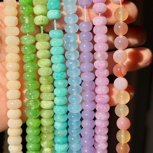 Gemstone Beads for Jewelry Making, Set of 8 Strands, 8mm Gemstone Rondelle Beads, Rainbow Beads, Gemstone Bead Kit, Agate Beads, QZ85 - Etsy