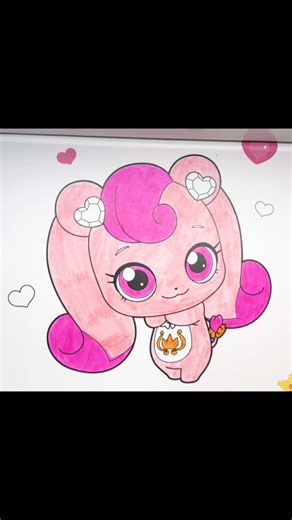 Cute pink character coloring! 💗 #coloring#cutedrawing#kawaiiart #pinkart#coloringforkids#relaxing