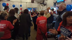 Mayor Jennifer Macksey arrives at her victory party. | iBerkshires.com