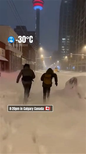 Running Through the Storm in Downtown Calgary