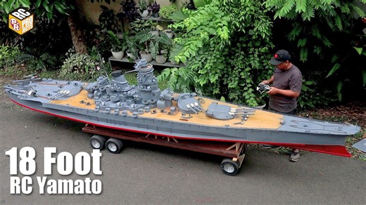 Giant DIY Yamato RC battleship scout plane launch and gunfire action | RC model showcase