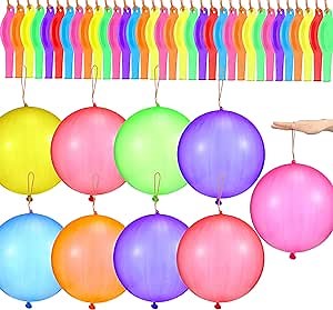 Chivao 100 Pcs Punch Balloons Bulk Prizes for Kids Assorted Color Punching Balloon with Rubber Band Handle Party Favors for Birthday Party Wedding
