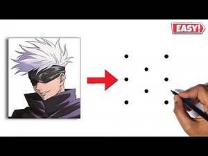 Satoru Gojo Drawing Easy | How To Draw Satoru Gojo From Dots | Gojo Anime Drawing