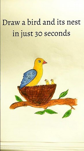 Draw a Bird Nest in 30 Seconds 🐦🌿 | Super Easy for Kids! #easydrawing