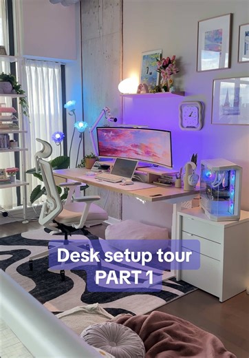An updated & complete desk setup tour - part 1! #setuproom #setuptour #pcgaming #cozydesk #desktour #gamingsetup #homeofficedecor #pcsetup