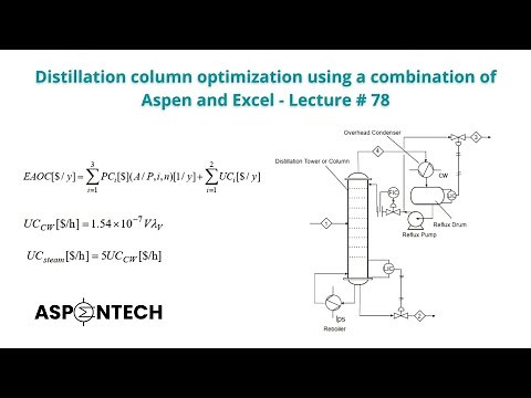Distillation column optimization using a combination of Aspen and Excel - Lecture # 78