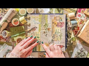 ASMR Scrapbook With Me | Vintage Botanical Theme | Relaxing Stationery Sounds | No Talking