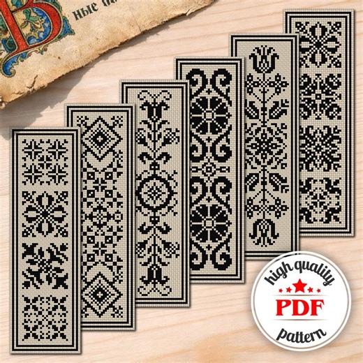 Bookmarks Embroidery Pattern in Antique Style — Easy Cross Stitch for Beginners - Etsy