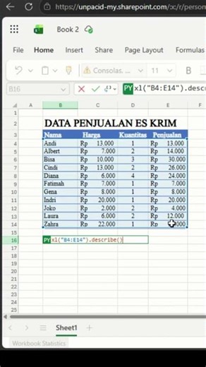 Python di Excel: Statistik Data Instan Tanpa Rumus Ribet! 🐍