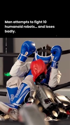 AI updates | Tech News on Instagram: "A man recently tried to fight ten humanoid robots at once in a controlled demonstration and the outcome was decisive. The robots were programmed to coordinate their movements, maintain balance after impact, and apply consistent force without fatigue. Within seconds, they surrounded and overwhelmed the human participant not through aggression, but through endurance, precision, and numbers. This wasn’t a stunt about violence. It was a clear illustration of a s