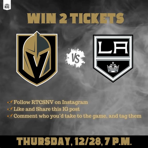 ***Ticket Giveaway*** Get ready for an epic match between the Golden Knights champions and the Kings on Thursday, 12/28. RTCSNV is giving away two tickets to the game and you could be the one to snag them! All you have to do is: 🏒 Follow RTCSNV on Instagram 🏒 Like and Share this IG post 🏒 Comment who you’d take to the game, and tag them Contest closes 12/26 at 11 a.m. Winner contacted via IG DM so be sure you’re following us! | Regional Transportation Commission of Southern Nevada