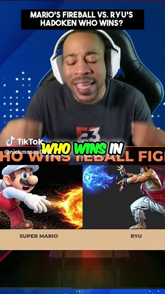 Mario vs. Ryu in a fireball fight? It's Mario, no contest. His bouncing fireballs are too much for Ryu. Sorry, but Mario takes the win! #Mario #Ryu #Gaming #Versus #Nintendo