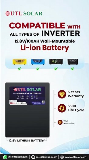 UTL 12.8V/100Ah LiFePO₄ Battery – Fast charge, long life, 5-year warranty. Reliable power always.