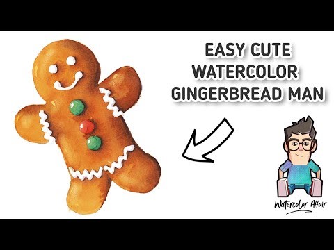 FUN & EASY WATERCOLOR GINGERBREAD MAN !
