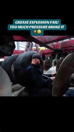 GREASE EXPLOSION FAIL! TOO MUCH PRESSURE BROKE IT 💥😲 #mechanicalfail #greasegun #farmlife #oops #repairfail