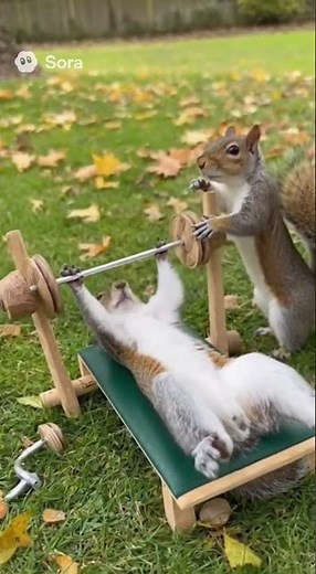 Shocking Squirrel Gym Session: Tiny Bodybuilders at Work!