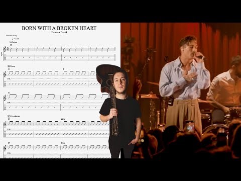 Damiano David - Born With A Broken Heart GUITAR COVER + PLAY ALONG TAB + SCORE