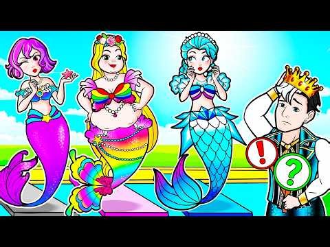 💖Paper Doll💖 Thin & Fat Rapunzel and Elsa Frozen Mermaid Weight Loss Challenge | Rapunzel Family
