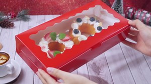 24 Pieces Chritsmas Treat Boxes Red and Green Cookie Boxes with Window 12.5" x 5.5" x 2.5" Holiday Bakery Boxes Christmas Gift Boxes Candy Containers for Christmas Party Favors