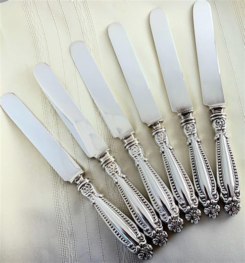 Antique Silver Dinner Knives Set 6 Ornate Victorian Table Setting Vintage Flatware - Etsy