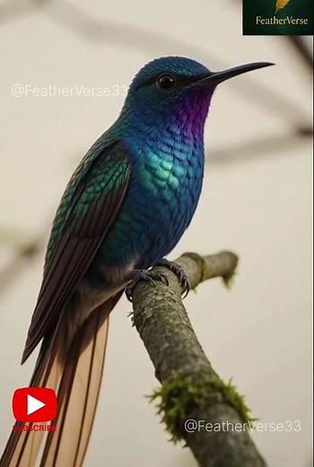 Elegant Rainbow Hummingbird Sitting on a Branch | Stunning Colorful Bird @FeatherVerse33