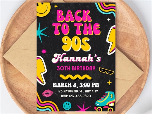 Retro Birthday Invitation 90s Party Invite Groovy Birthday Invite Throwback Party Invitation Colorful Party Invite - Etsy Canada