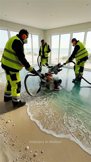 Ocean Beach 3D Epoxy Resin Floor — Seaside Living Room Transformation to Mirror-Gloss Finish