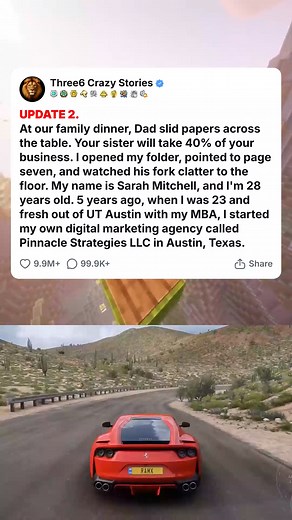 UPDATE 2. At our family dinner, Dad slid papers across the table. Your sister will take 40_ of your business. I opened my folder, pointed to page seve... #foryou #fyp #reels #viral #redditstorytime #redditposts #storytime #redditstories #reddit #askreddit #paranormal #redditparanormal #nosleep | Liyana
