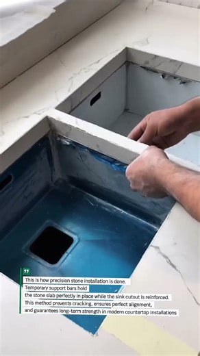 Stone Countertop Sink Cutout Support Precision #Construction #StoneWork #USABuild