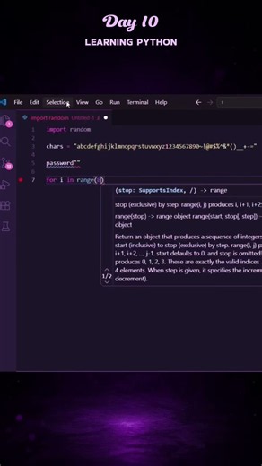 Day 10 🔥 Password Generator Using Python #python #pythonprogramming #pythontutorial