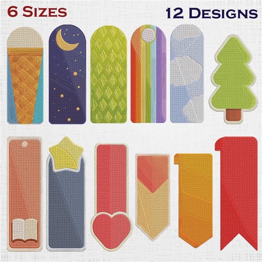 Bookmarks Set Embroidery - Tree Bookmark Pattern - Shortcut Mark Machine File - 6 Sizes 12 Designs - Etsy