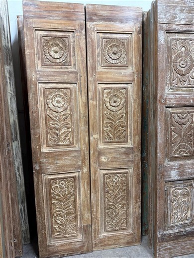 Antique Carved Double Doors: Rustic Farmhouse Pantry Sliding or Hinged Doors 80x34 - Etsy
