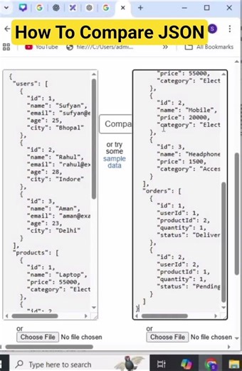 How To Compare JSON | JSON Compare #json #javascript #ytshorts #trending #programming #coding #short