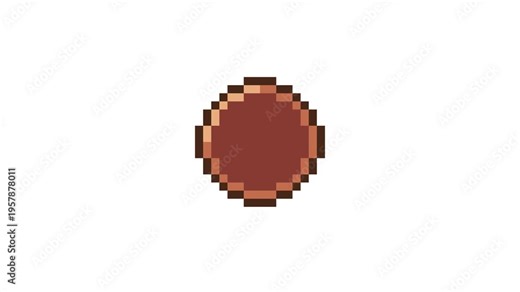 8-bit pixel art circle bronze coin. looped animation 4k 30fps