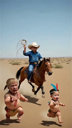 Cowboy Putin Chases Cartoon Trump & Kim in Wild West Parody