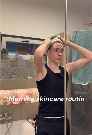 Morning skincare routine ( Men) btw the headband is my sister’s ❤️ #viral#skincaretips #fyp#acne
