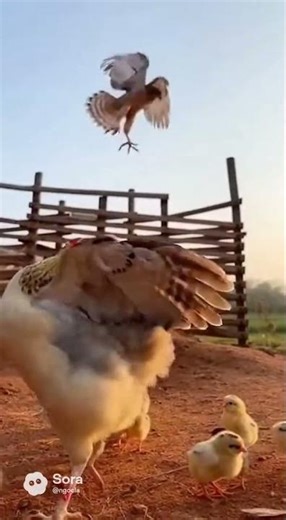 When a Mother Hen Faces a Predator 🦅🐔 #familyfriendly #animation #funny #cute #cartoon #publicsafety