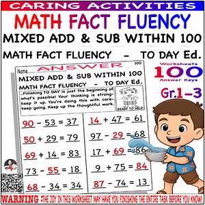 Math facts fluency timed tests Mixed Addition and Subtraction to 100 - TO DAY Ed